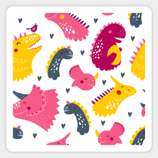 Fun Dinosaur Pattern Pink Back to School Sticker